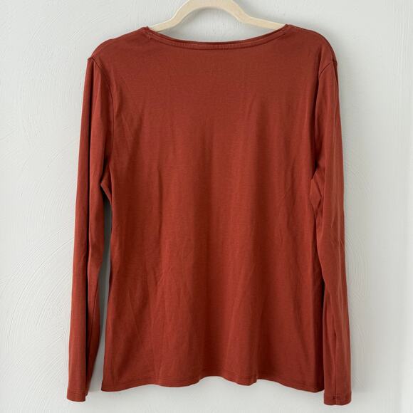 Lot of 2 The Talbots Tee Size L Long Sleeve Shirts Brown and Leopard Print - Picture 3 of 13